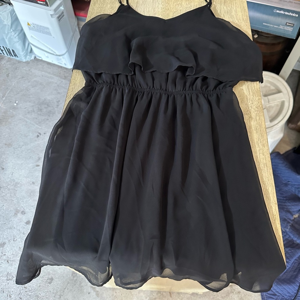 Express Black Ruffled Tiered Mini Dress